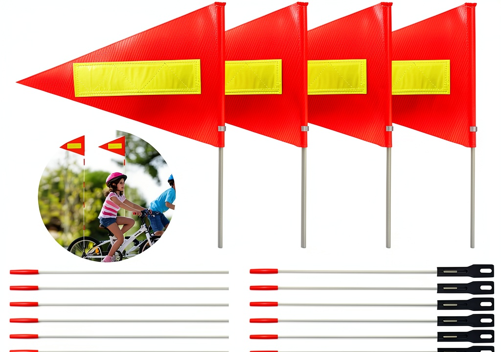 Uelfbaby safety flag mounted on a bike in outdoor setting