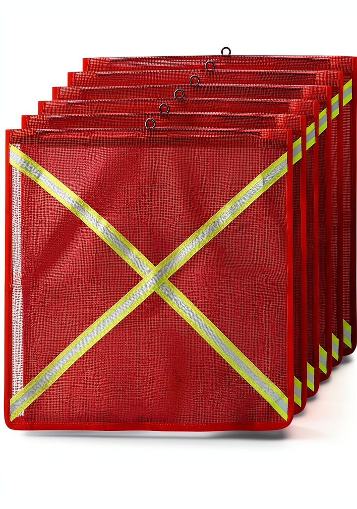 Oqqlin safety flags attached to a truck load for visibility