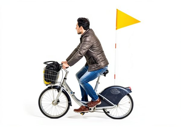 MERRYHAPY Bike Safety Flag Neon Yellow Fiberglass Urban-4