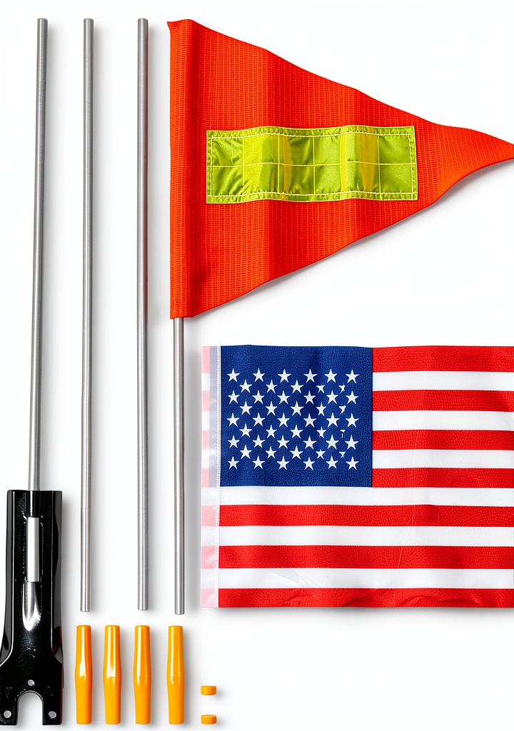 RidingRush Bicycle Safety Flag mounted on a bike rear axle showing reflective details