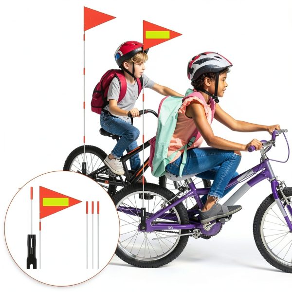 Grevosea Bicycle Safety Flag Reflective Orange Fiberglass-4