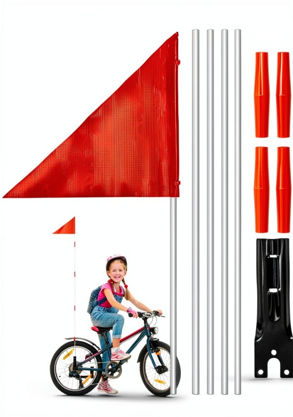 MAQIHAN Orange Bike Flag Adjustable Safety Flag for Bikes-0