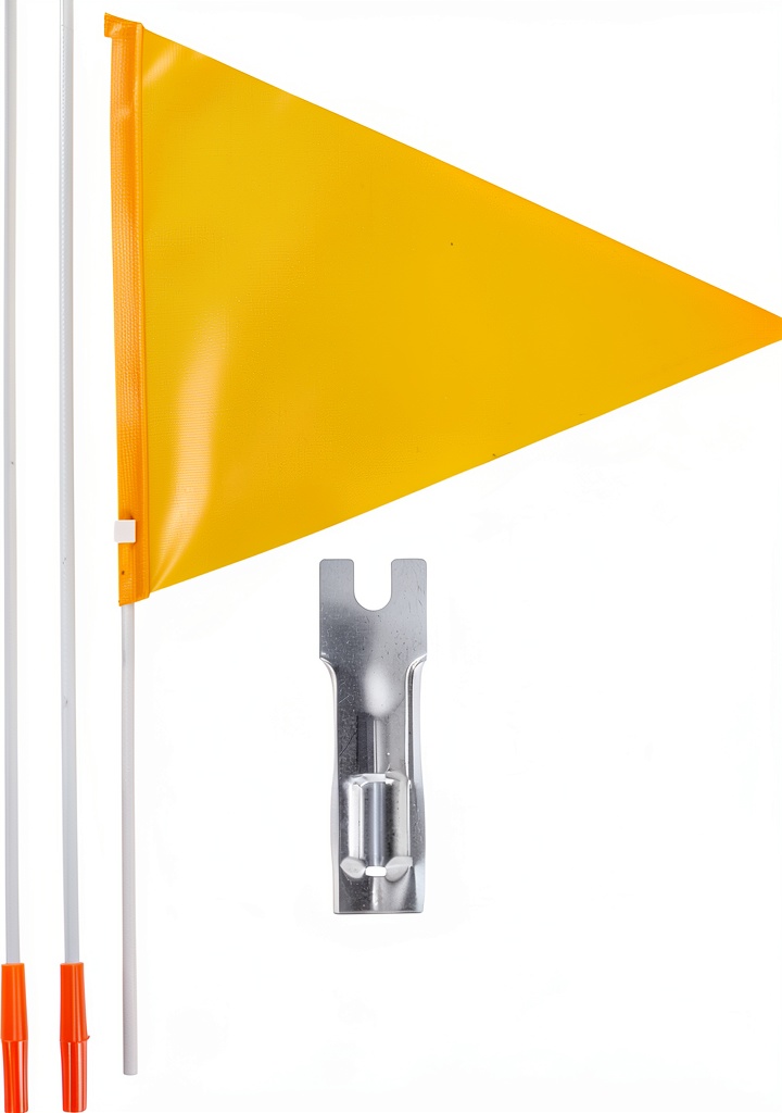 MERRYHAPY bike safety flag mounted on a bicycle in an urban setting
