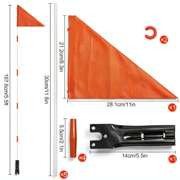 MAQIHAN Orange Bike Flag Adjustable Safety Flag for Bikes-5
