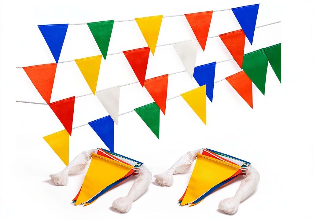 DEAYOU pennant banner flags displayed in an outdoor setting