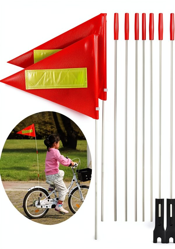 Uelfbaby Bike Safety Flag Orange Reflective Stripe Children-0