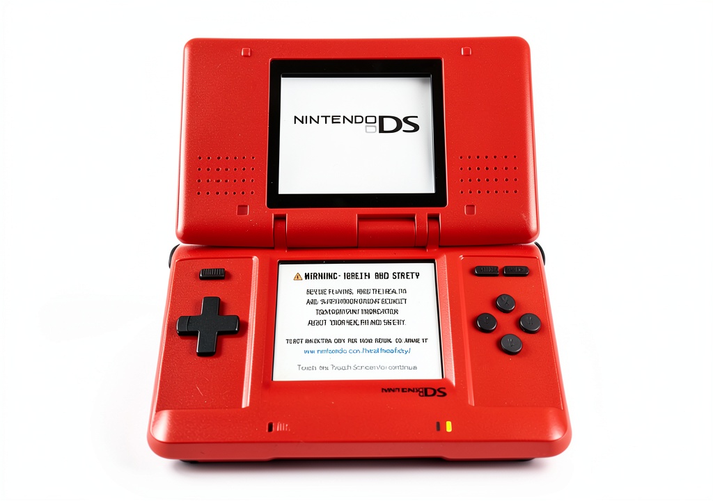 Nintendo DS Lite handheld console on a coffee table