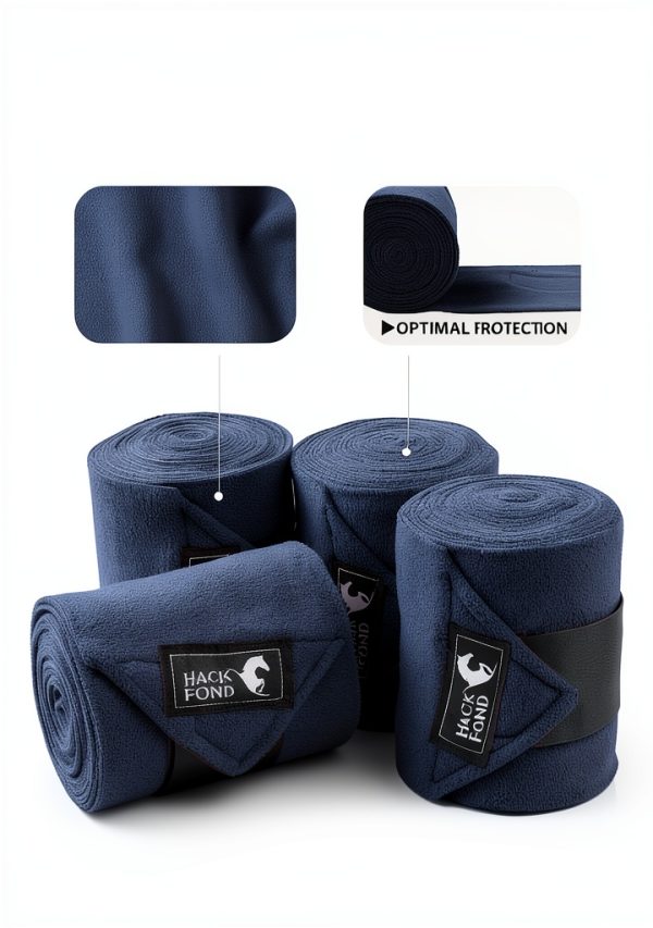 Fleece Horse Polo Leg Wraps HackFond 10' Aegean Blue Hook Loop-2