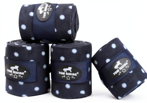 Horse Polo Leg Wraps TGW RIDING Equine Fleece Wraps Navy Blue 4‑Pack-4