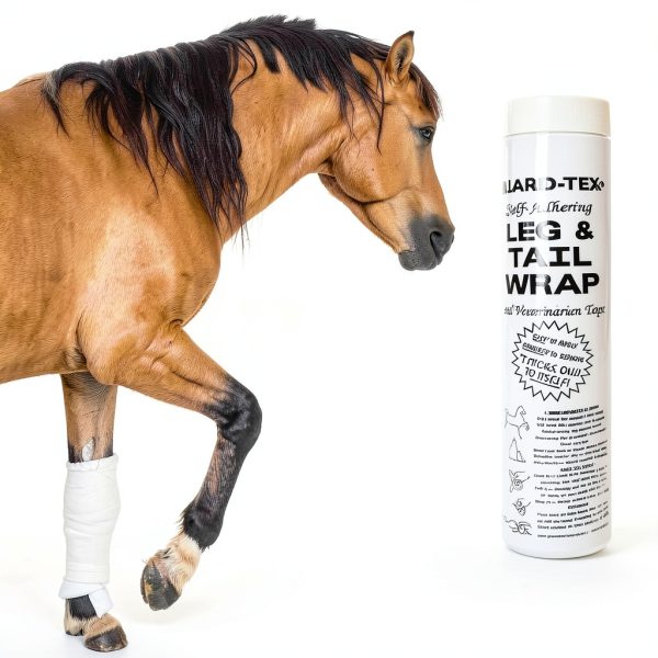 White Leg & Tail Wrap - 3" x 30 Yards Self Adhesive Waterproof Vet Wrap for Horses, Dogs & Other Animals - Cohesive Vet Tape, Pet Bandage, and Wound Wrap-3